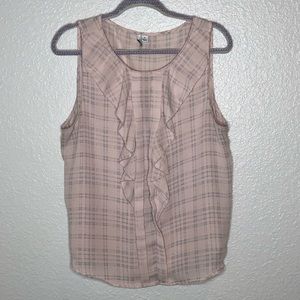 Elle Ruffle sleeveless top Pink and Grey SZ xl